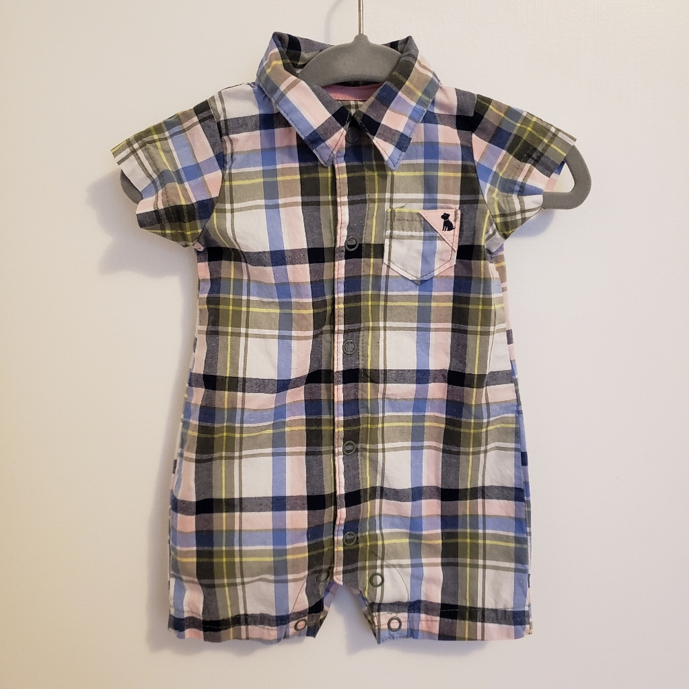 Carter's newborn plaid baby boy romper